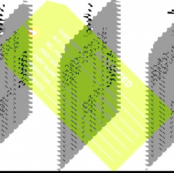 Blank Tag: 4-3/4'' High, Green, Synthetic Paper